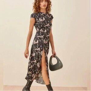 Reformation Gavin Midi Dress in Champagne Wishes